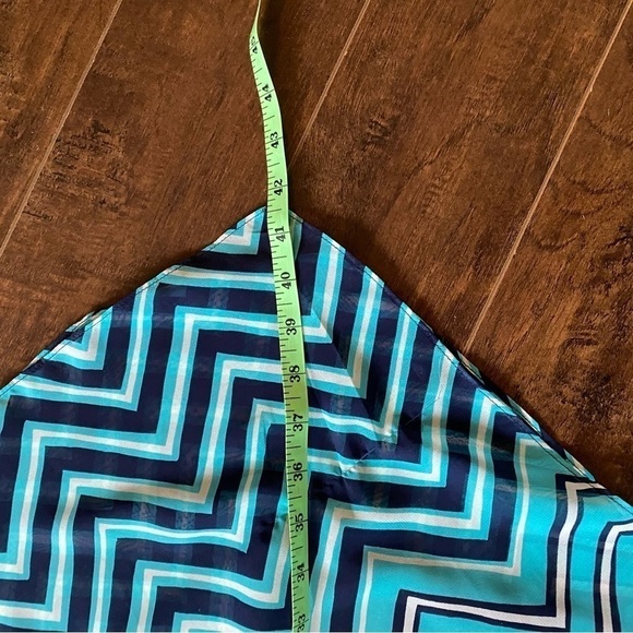 Dress Barn Turquoise Navy White Kerchief Dress Size 4 - Picture 8 of 11